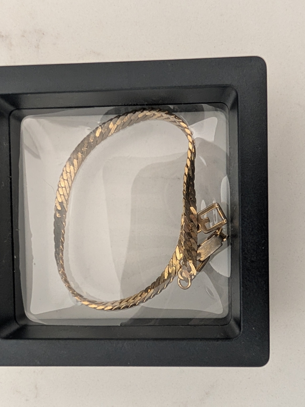 Vintage Givenchy Gold Tone Herringbone Bracelet - G Logo Clasp